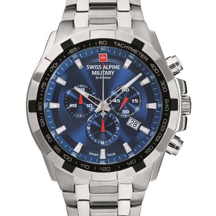 Orologio da uomo Swiss Alpine Military di Grovana Star Fighter cronografo quadrante blu quarzo 7043.9135 100M