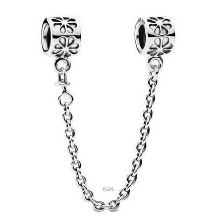 PANDORA 790385-07 Charm fiore d'argento con catena Safty