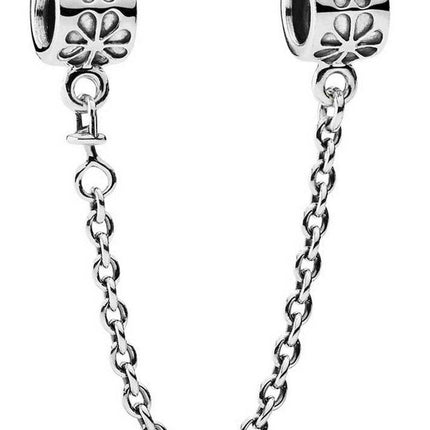 PANDORA 790385 Charm fiore d'argento con catena di sicurezza