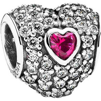 PANDORA 791168SRU Red Pave Tripple Heart Charm da donna