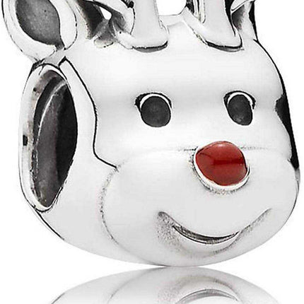 PANDORA 791781EN39 Charm in argento con renna con smalto rosso da donna