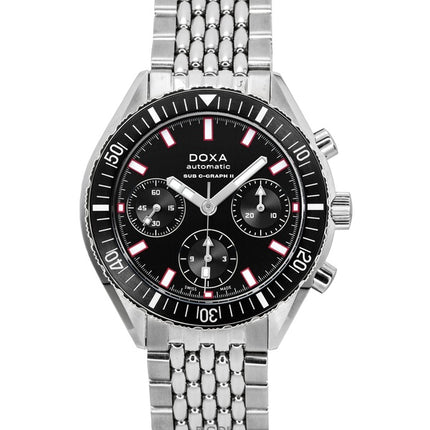 Orologio da uomo Doxa Sub 200 C-Graph II Sharkhunter con quadrante nero, automatico, subacqueo, 797.10.101.10, 200 m, con cinturino extra