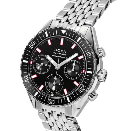 Orologio da uomo Doxa Sub 200 C-Graph II Sharkhunter con quadrante nero, automatico, subacqueo, 797.10.101.10, 200 m, con cinturino extra