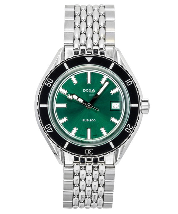 Orologio da uomo Doxa SUB 200 Sea Emerald in acciaio inossidabile con quadrante verde, automatico, subacqueo, 799.10.131.10, impermeabile fino a 200 metri, con cinturino extra.