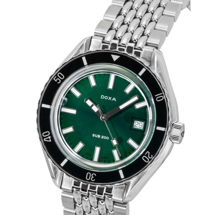 Orologio da uomo Doxa SUB 200 Sea Emerald in acciaio inossidabile con quadrante verde, automatico, subacqueo, 799.10.131.10, impermeabile fino a 200 metri, con cinturino extra.