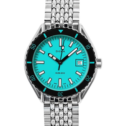 Orologio da uomo Doxa SUB 200 Aquamarine Turquoise Dial Automatic Diver's 799.10.241.10 200M con cinturino extra