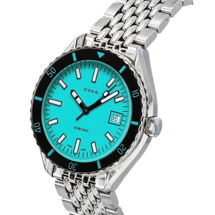 Orologio da uomo Doxa SUB 200 Aquamarine Turquoise Dial Automatic Diver's 799.10.241.10 200M con cinturino extra