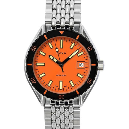 Orologio da uomo Doxa SUB 200 Professional in acciaio inossidabile con quadrante arancione, automatico, subacqueo, 799.10.351.10, 200 m, con cinturino extra