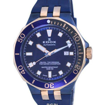 Edox Delfin Quadrante Blu Automatico Diver's 80110357BURCABUIR 80110 357BURCA BUIR 300M Orologio da Uomo
