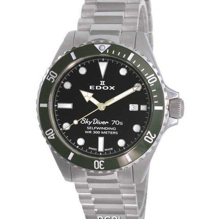 Orologio da uomo Edox Skydiver 70's quadrante nero automatico 801153VMNN 80115 3VM NN 300M da uomo
