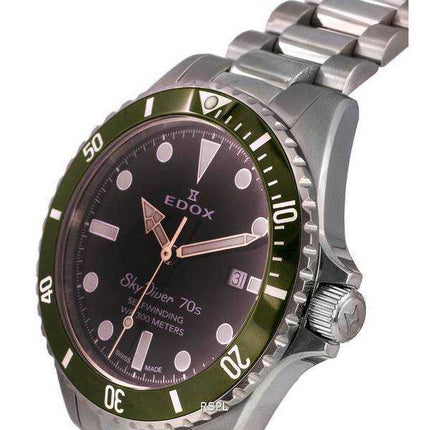 Orologio da uomo Edox Skydiver 70's quadrante nero automatico 801153VMNN 80115 3VM NN 300M da uomo