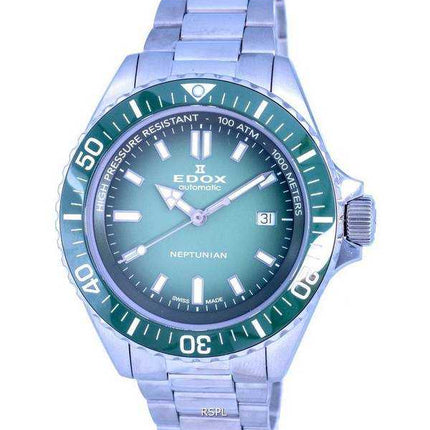 Orologio da uomo Edox SkyDiver Diver's in acciaio inossidabile quadrante verde automatico 801203VMVDN1 1000M