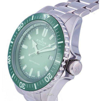 Orologio da uomo Edox SkyDiver Diver's in acciaio inossidabile quadrante verde automatico 801203VMVDN1 1000M