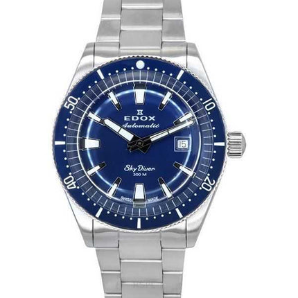 Edox Skydiver Date Limited Edition in acciaio inossidabile con quadrante blu automatico subacqueo 80126 3BUM BUIN 300M Orologio