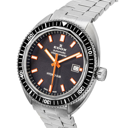 Orologio da uomo Edox Hydro-Sub con quadrante grigio in acciaio inossidabile, automatico, subacqueo, 801283NMGINO 300M