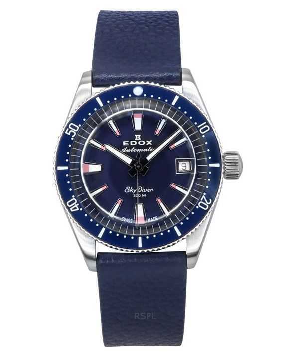 Orologio da uomo Edox Skydiver Limited Special Blue Dial Automatic Diver&#39;s 80131 3BUC BUICO 300M con cinturino extra