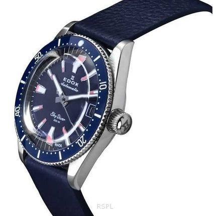 Orologio da uomo Edox Skydiver Limited Special Blue Dial Automatic Diver&#39;s 80131 3BUC BUICO 300M con cinturino extra