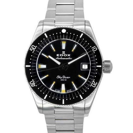 Edox Skydiver 38 Date Acciaio Inox Quadrante Nero Automatico Diver's 801313NMNIB 300M Orologio da Uomo Swiss Made