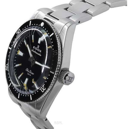 Edox Skydiver 38 Date Acciaio Inox Quadrante Nero Automatico Diver's 801313NMNIB 300M Orologio da Uomo Swiss Made