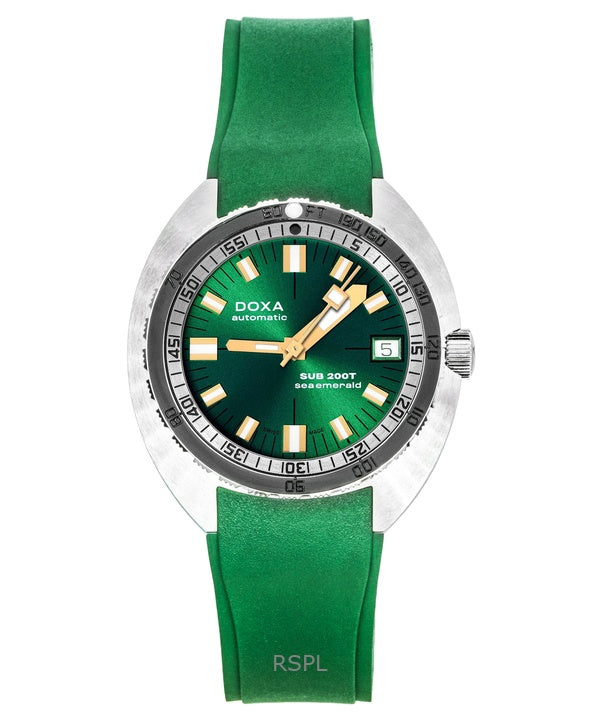 Orologio da uomo Doxa SUB 200T Sea Emerald con cinturino in gomma e quadrante verde, automatico, subacqueo, 804.10.131S.26, 200 m, con cinturino extra