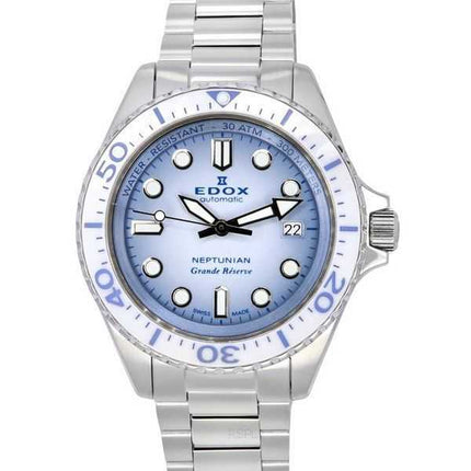 Orologio da uomo Edox Neptunian Grande Reserve con quadrante blu automatico 80801 3BBUM BUCDN 300M