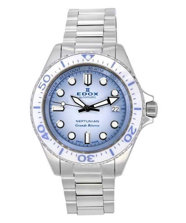 Orologio da uomo Edox Neptunian Grande Reserve con quadrante blu automatico 80801 3BBUM BUCDN 300M