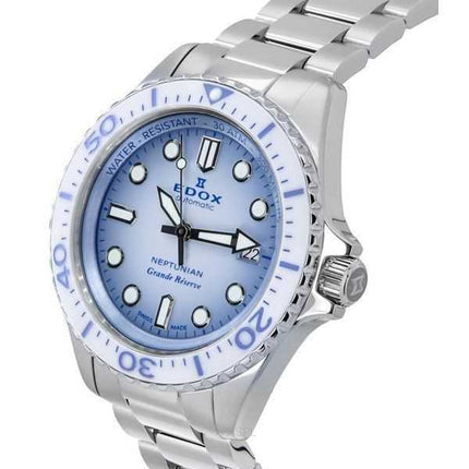 Orologio da uomo Edox Neptunian Grande Reserve con quadrante blu automatico 80801 3BBUM BUCDN 300M