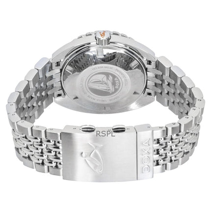 Orologio da uomo Doxa SUB 300 Searambler in acciaio inossidabile con quadrante argentato, automatico, subacqueo, 840.10.021.10, impermeabile fino a 1200 metri, con cinturino extra.