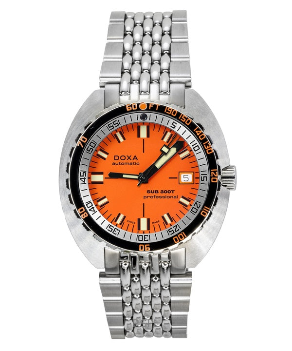 Orologio da uomo Doxa SUB 300T Aristera Professional con quadrante arancione, automatico, subacqueo, 840.10.351.10, 1200 m, con cinturino extra
