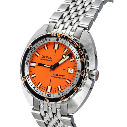 Orologio da uomo Doxa SUB 300T Aristera Professional con quadrante arancione, automatico, subacqueo, 840.10.351.10, 1200 m, con cinturino extra