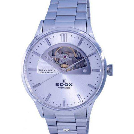 Orologio da uomo Edox Les Vauberts Open Heart in acciaio inossidabile con quadrante argento automatico 850143MAIN