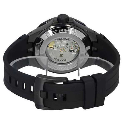 Edox Delfin The Original Mecano Cinturino in gomma Scheletrato Quadrante nero Orologio automatico subacqueo 85303 357GN NGN 200M