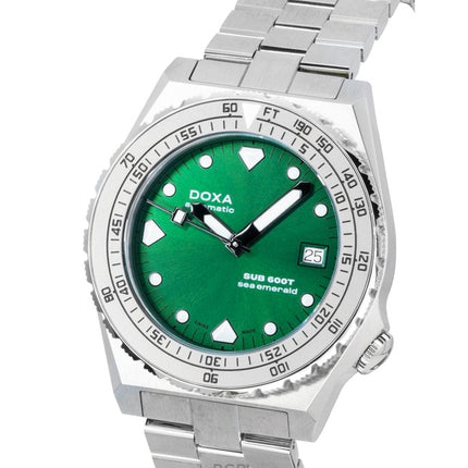 Orologio da uomo Doxa SUB 600T Sea Emerald in acciaio inossidabile con quadrante verde, automatico, subacqueo, 862.10.131.10, impermeabile fino a 600 metri, con cinturino extra.