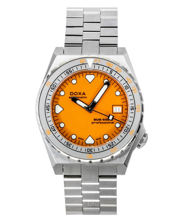 Orologio da uomo Doxa SUB 600T Professional con quadrante arancione, automatico, subacqueo, 862.10.351.10, 600 m, con cinturini extra