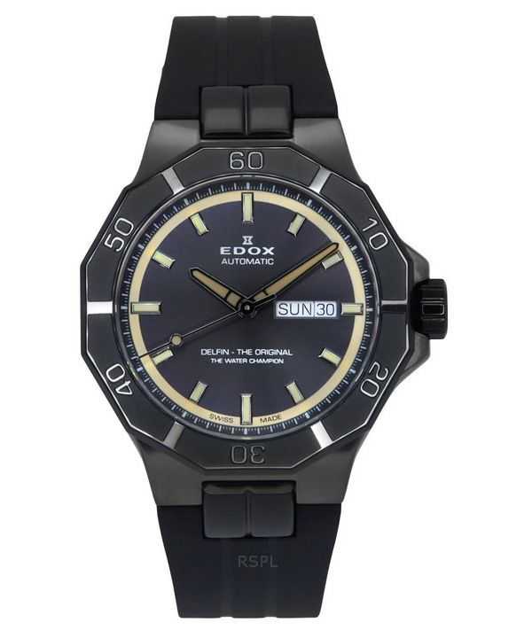 Edox Delfin The Original Cinturino in gomma Quadrante grigio Orologio automatico subacqueo 88008 37GNCA GBEI 200M da uomo