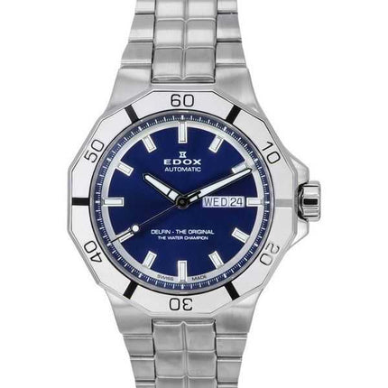 Edox Delfin The Original Day Date quadrante blu orologio da uomo automatico 88008 3M BUIN 200M