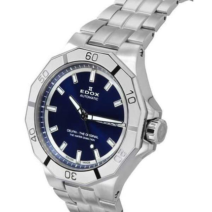 Edox Delfin The Original Day Date quadrante blu orologio da uomo automatico 88008 3M BUIN 200M