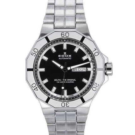 Edox Delfin The Original Day Date quadrante nero orologio da uomo automatico 88008 3M NIN 200M