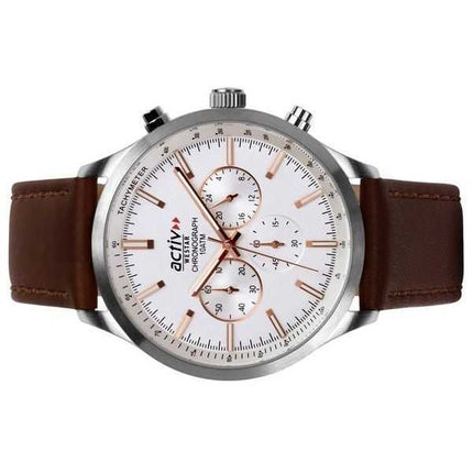 Orologio da uomo Westar Activ cronografo cinturino in pelle quadrante argento al quarzo 90243STN627 100M