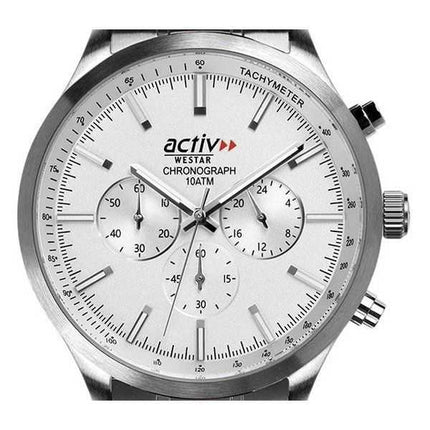 Orologio da uomo Westar Activ cronografo in acciaio inossidabile quadrante argento al quarzo 90244STN107 100M