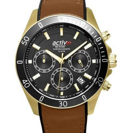 Orologio da uomo Westar Activ cronografo cinturino in pelle quadrante nero al quarzo 90245GPN183 100M