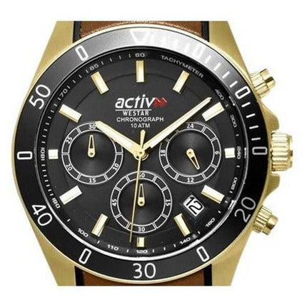 Orologio da uomo Westar Activ cronografo cinturino in pelle quadrante nero al quarzo 90245GPN183 100M