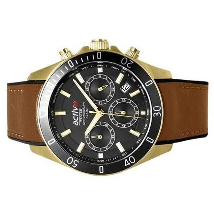 Orologio da uomo Westar Activ cronografo cinturino in pelle quadrante nero al quarzo 90245GPN183 100M