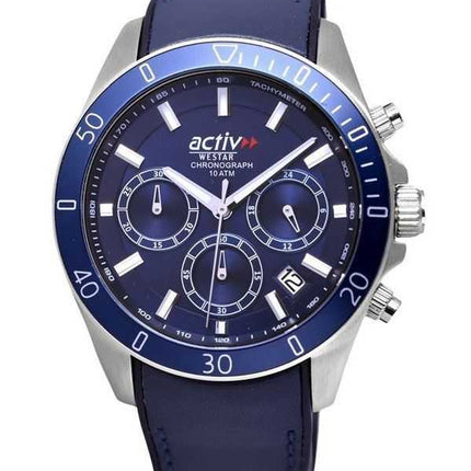 Orologio da uomo Westar Activ cronografo cinturino in pelle quadrante blu al quarzo 90245STN144 100M