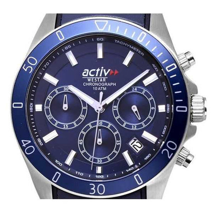 Orologio da uomo Westar Activ cronografo cinturino in pelle quadrante blu al quarzo 90245STN144 100M