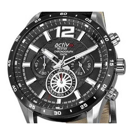 Orologio da uomo Westar Activ cronografo cinturino in pelle quadrante nero al quarzo 90249SBN103 100M