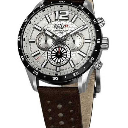 Orologio da uomo Westar Activ cronografo cinturino in pelle quadrante marrone al quarzo 90249SBN127 100M