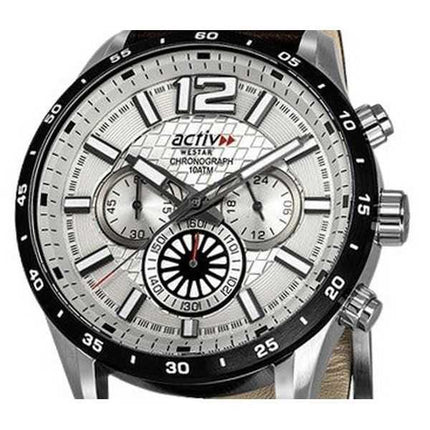 Orologio da uomo Westar Activ cronografo cinturino in pelle quadrante marrone al quarzo 90249SBN127 100M