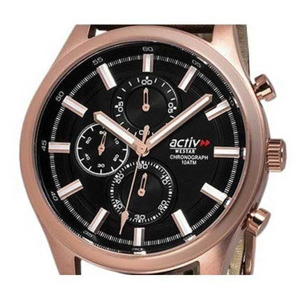 Orologio da uomo Westar Activ cronografo cinturino in pelle quadrante nero al quarzo 90253PPN623 100M