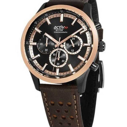 Orologio da uomo Westar Activ cronografo cinturino in pelle quadrante nero al quarzo 90265BPN603 100M